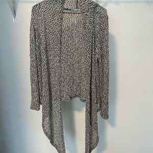 Women's Black and White Open Front Sweater